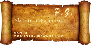 Páricsi Gergely névjegykártya